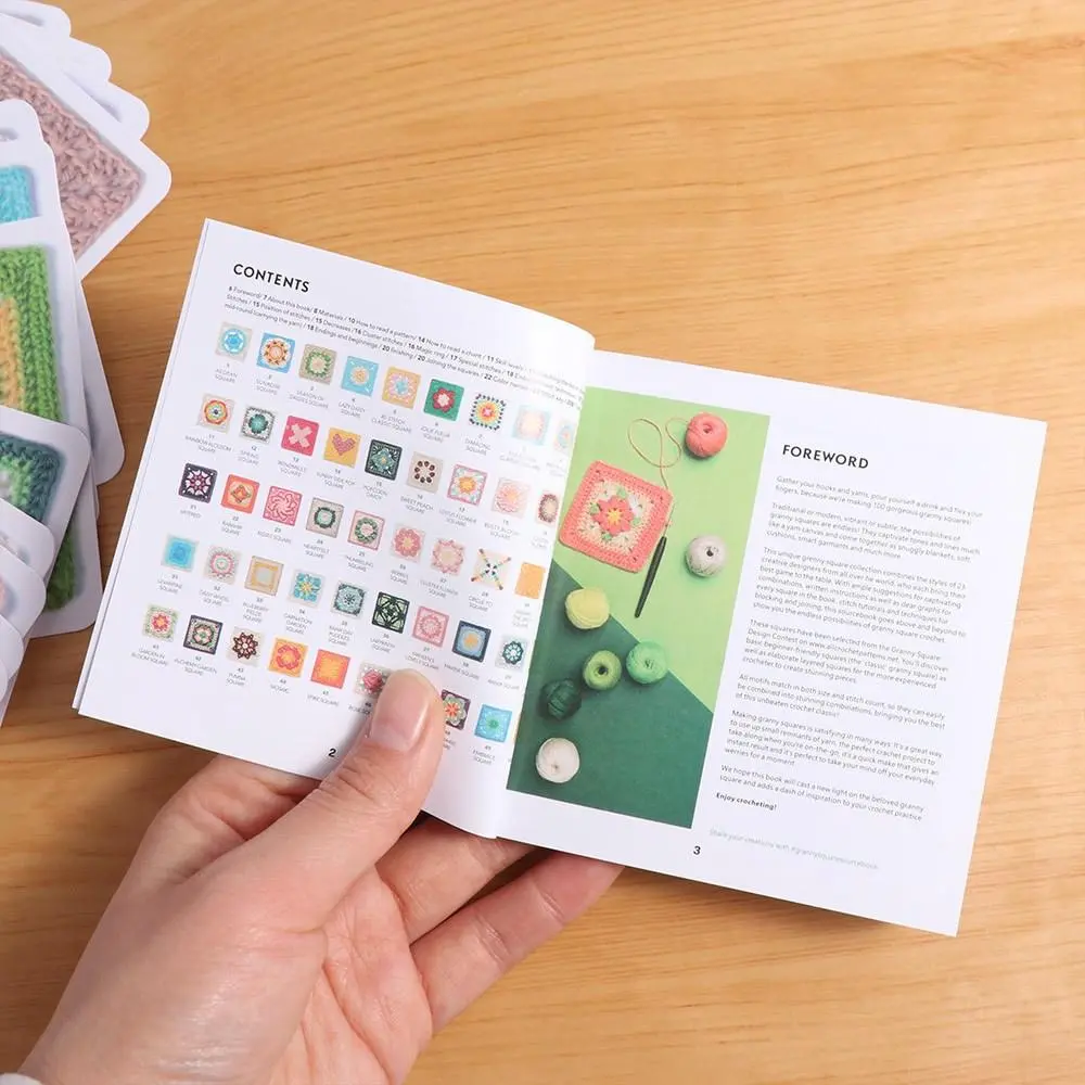 50pcs/box DIY The Granny Square Card Deck Mix Matchs Designs Square DIY Knitted Pattern Card Colorful Handmade