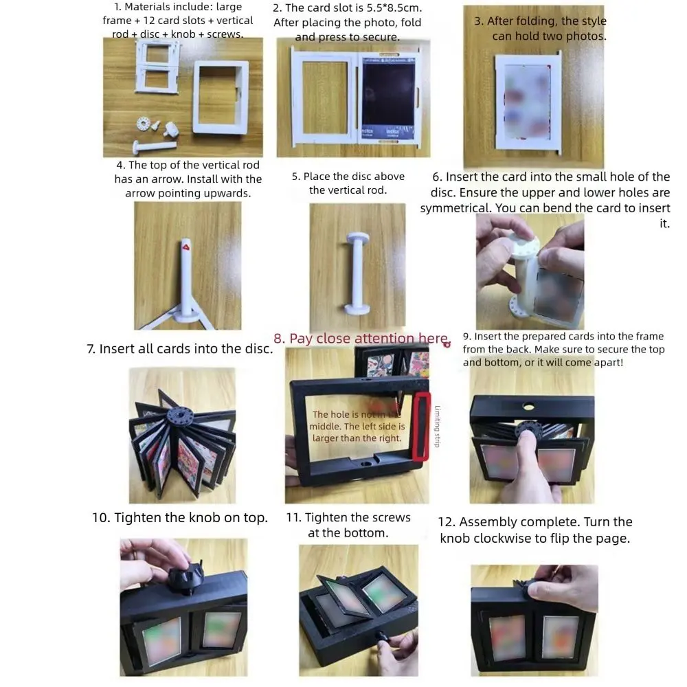 12 Pockets 3D Rotating Photocard Holder Protective Transparent Photo Album Easy To Install Multi-purpose Card Display Rack