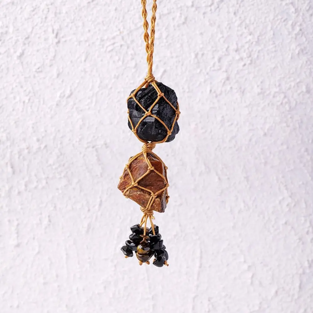 Irregular Crystal Stone Hanging Ornament Charming Mysterious Car Crystal Pendant Multicolor Raw Stone Pendant Keychain Gift