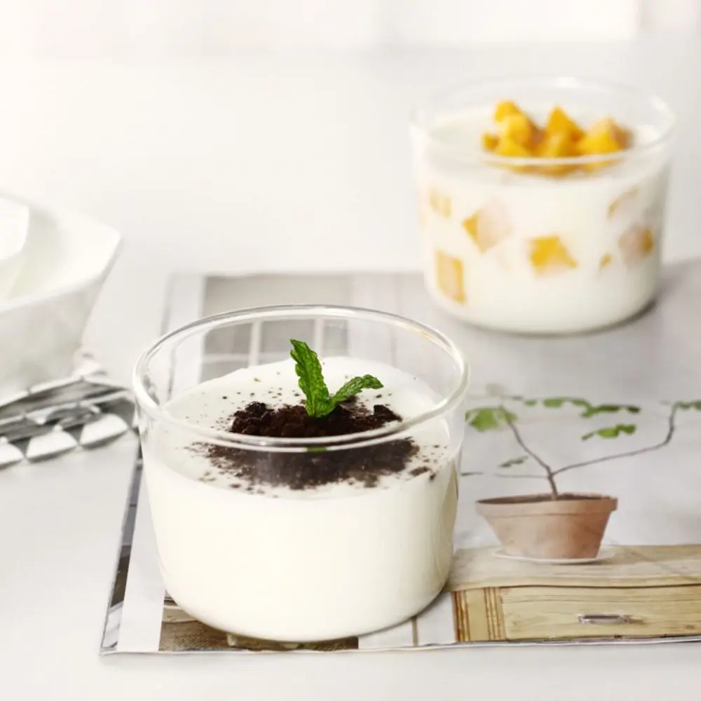 Practical Glass Pudding Cup Transparent Round Shaped Candy Dishes Serving Bowls Tiramisu