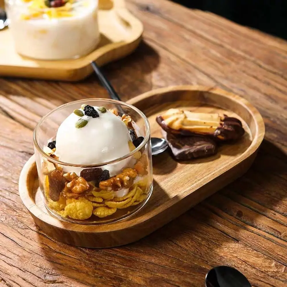 Practical Glass Pudding Cup Transparent Round Shaped Candy Dishes Serving Bowls Tiramisu