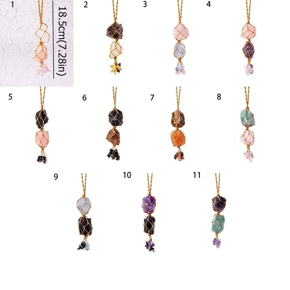 Irregular Crystal Stone Hanging Ornament Charming Mysterious Car Crystal Pendant Multicolor Raw Stone Pendant Keychain Gift