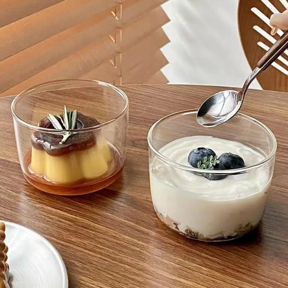 Practical Glass Pudding Cup Transparent Round Shaped Candy Dishes Serving Bowls Tiramisu