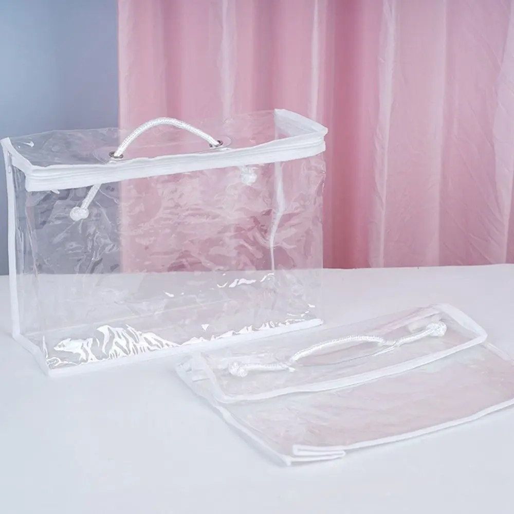 PVC Quilt Pillow Storage Bags Transparent Waterproof Blanket Pillow Storage Container Space Saving with Handle