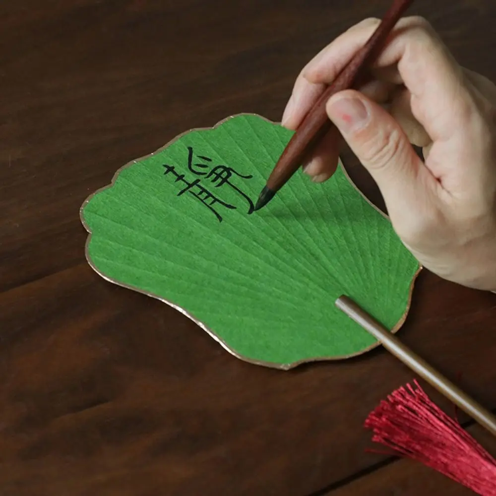 Chinese Style Paper DIY Fan Blank Painting Thickened Hand Cranked Fan Portable Vintage Decorative Craft Fan Wedding