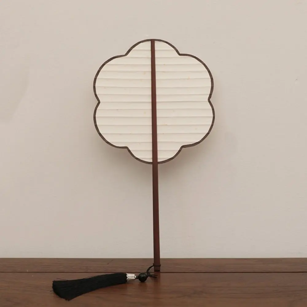Chinese Style Paper DIY Fan Blank Painting Thickened Hand Cranked Fan Portable Vintage Decorative Craft Fan Wedding
