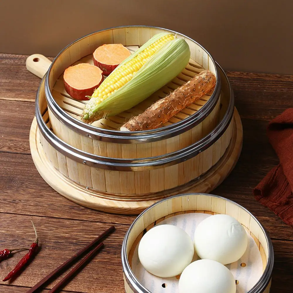 Gift Idea Dim Sum Bamboo Lid Woven Bamboo Chinese Kitchen Gadget Food Steamer Bamboo Steamer Steamer Basket Steam Cooker