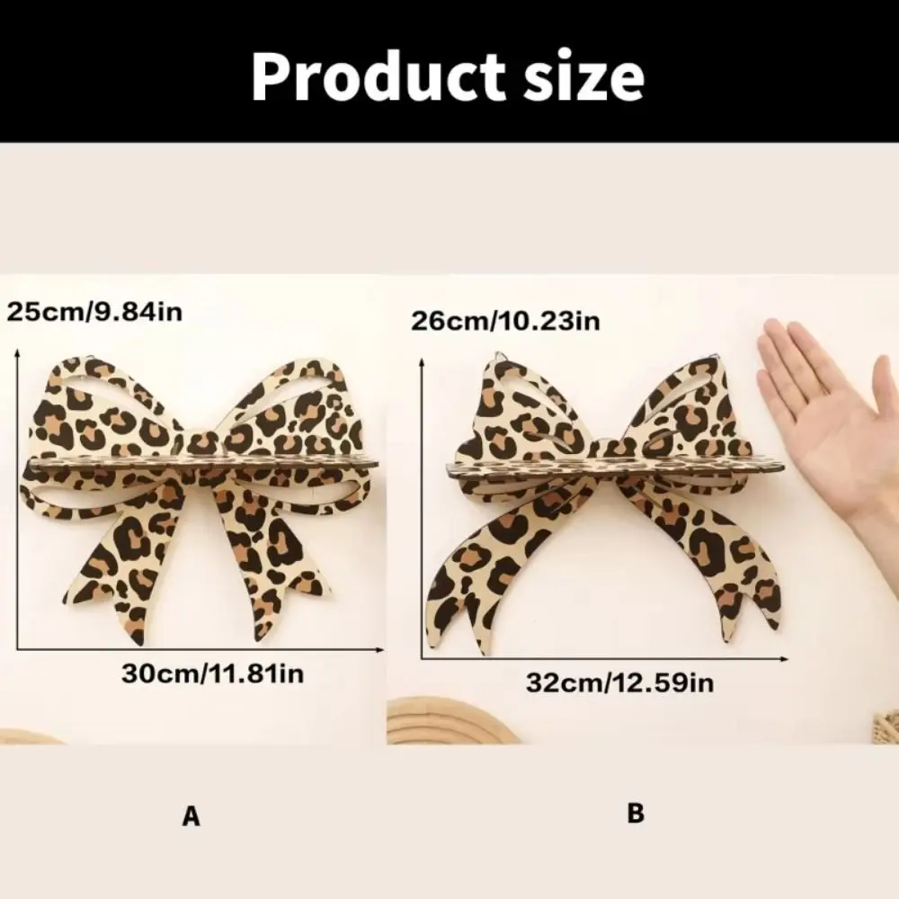 Bowtie Shape Leopard Bow Wall Shelf INS Space Saving Floating Storage Stand Decorative Hanging Hooks Wood Wall Display Rack Home