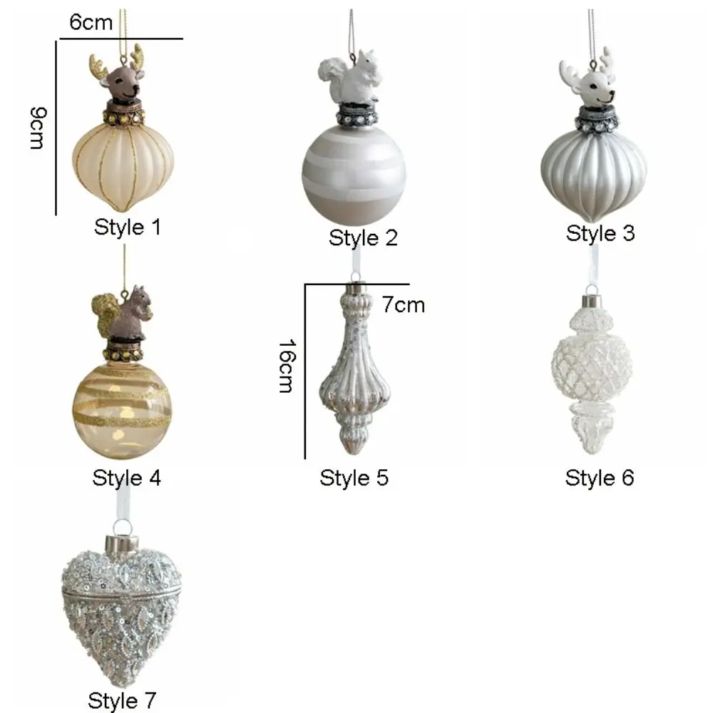 Merry Christmas Glass Christmas Tree Pendant Sliver Elk Hanging Ornament Shining Snowflake Xmas Pendant Home Decoration