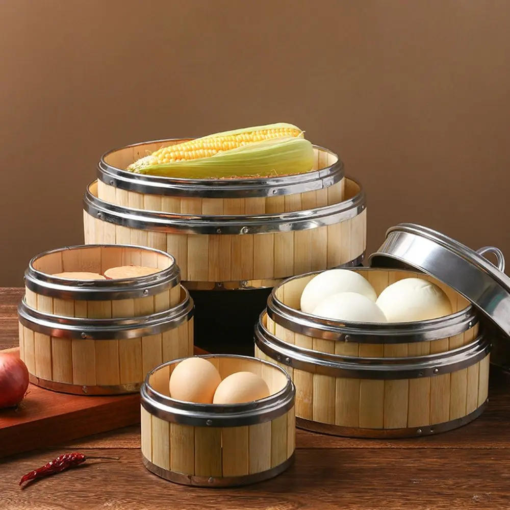 Gift Idea Dim Sum Bamboo Lid Woven Bamboo Chinese Kitchen Gadget Food Steamer Bamboo Steamer Steamer Basket Steam Cooker