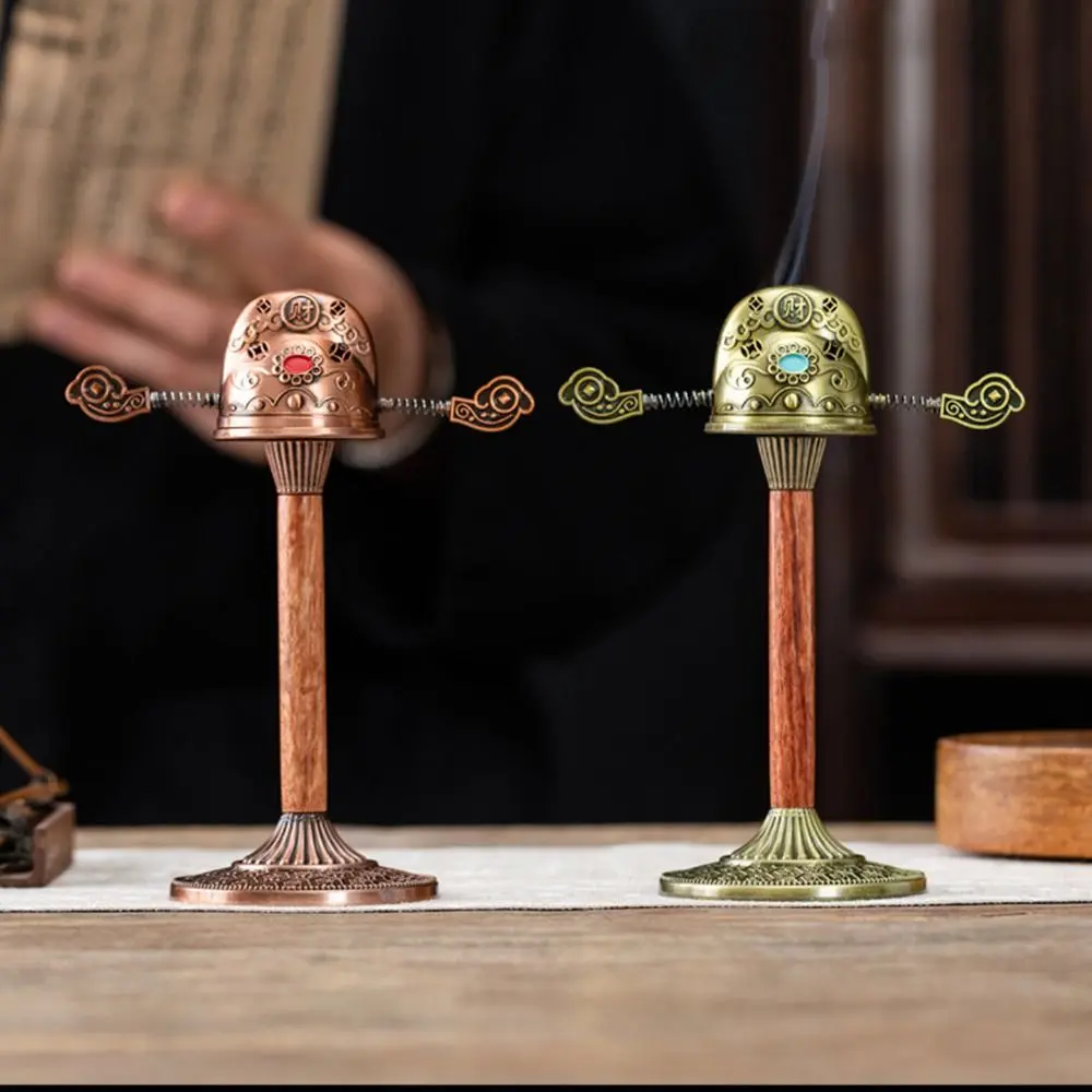 Hollow Alloy Incense Burner Non-stick Powder Rotated Hat Shape Fragrance Stand Non-slip Decorative Backflow Aromatherapy Holder