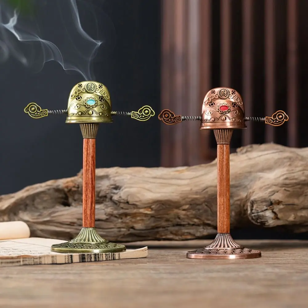 Hollow Alloy Incense Burner Non-stick Powder Rotated Hat Shape Fragrance Stand Non-slip Decorative Backflow Aromatherapy Holder