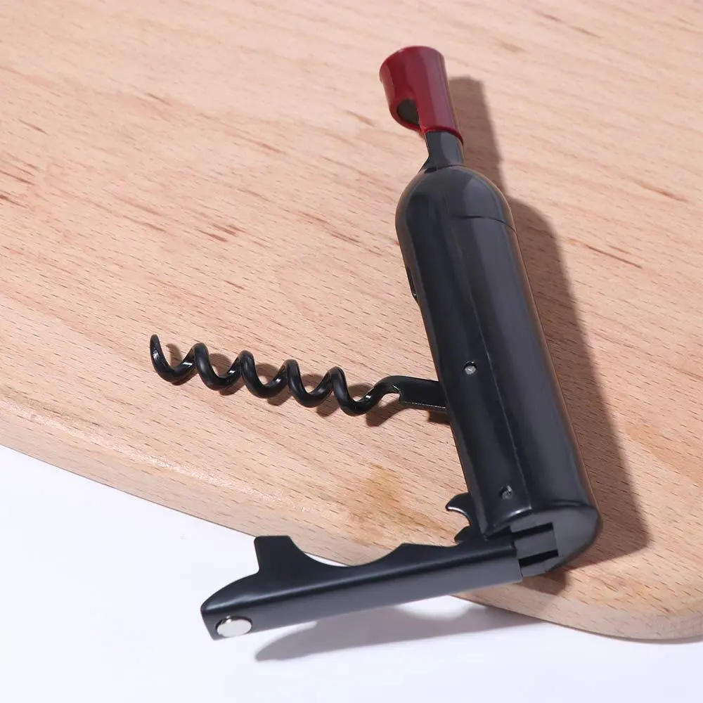 Bar Accessories Wine Bottle Shaped Foldable Corkscrew Magnetic Multifunctional Bottle Opener Plastic Champagne Corkscrew Party