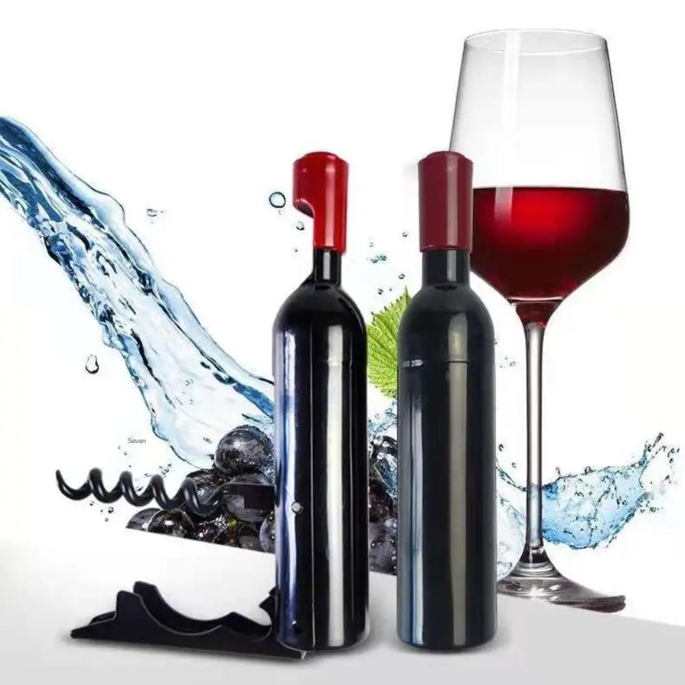 Bar Accessories Wine Bottle Shaped Foldable Corkscrew Magnetic Multifunctional Bottle Opener Plastic Champagne Corkscrew Party