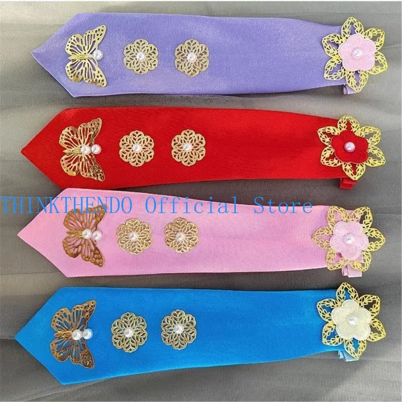 652F Elegant Korean Nationality Hanbok Hairband Comfortable Butterfly Flower Hairband For Festival Occasion Fashion Lovers
