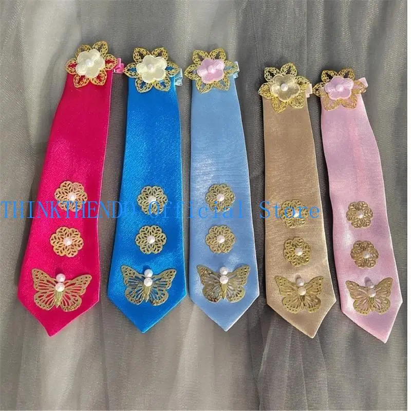 652F Elegant Korean Nationality Hanbok Hairband Comfortable Butterfly Flower Hairband For Festival Occasion Fashion Lovers