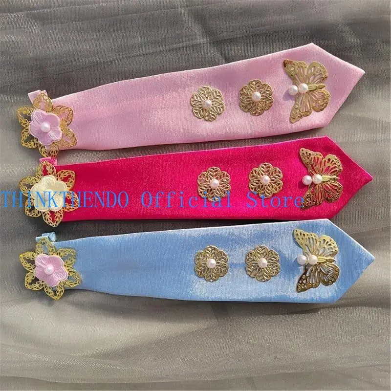 652F Elegant Korean Nationality Hanbok Hairband Comfortable Butterfly Flower Hairband For Festival Occasion Fashion Lovers