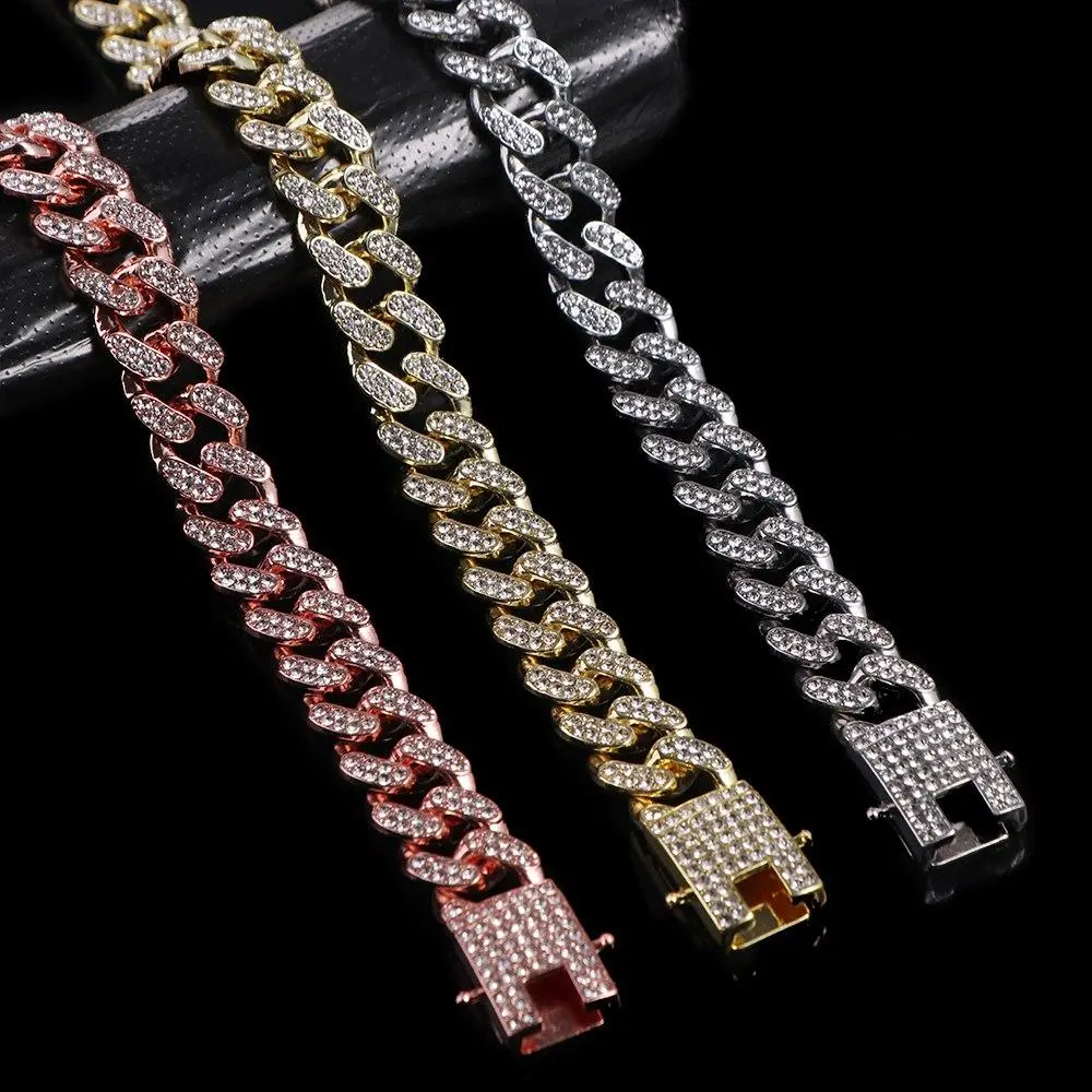 Rhinestone Fashion Fighting Necklace Metal Dog Accessories Pet Supplies Necklace Dog Jewelry Collar Pet Chain
