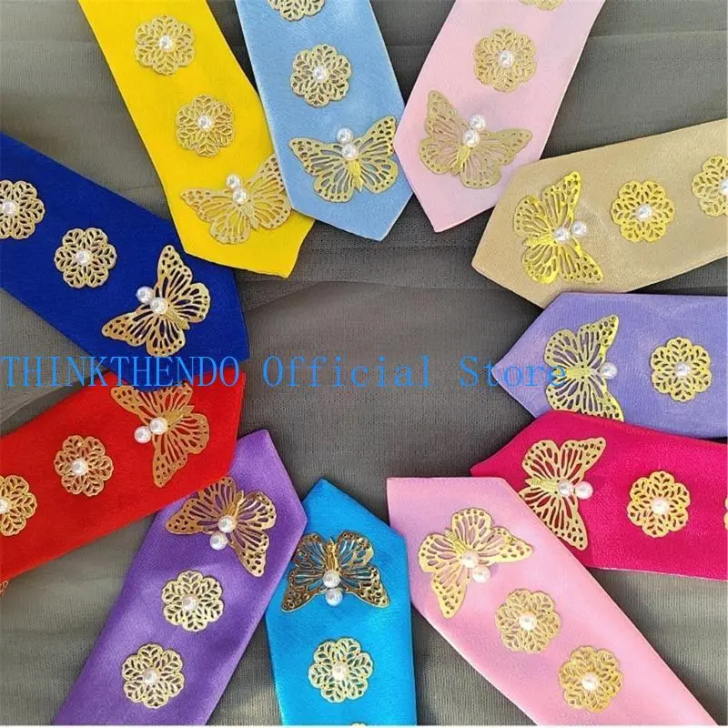 652F Elegant Korean Nationality Hanbok Hairband Comfortable Butterfly Flower Hairband For Festival Occasion Fashion Lovers