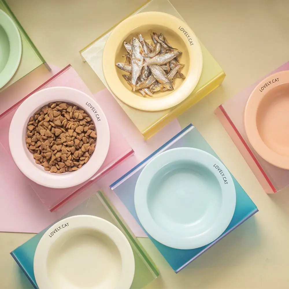 Cat Eating Bowls Cervical Protect UFO Ceramic Cat Bowl Round 170ml Cat Feeding Dish Ceramic Cat Food Water Bowl Indoor