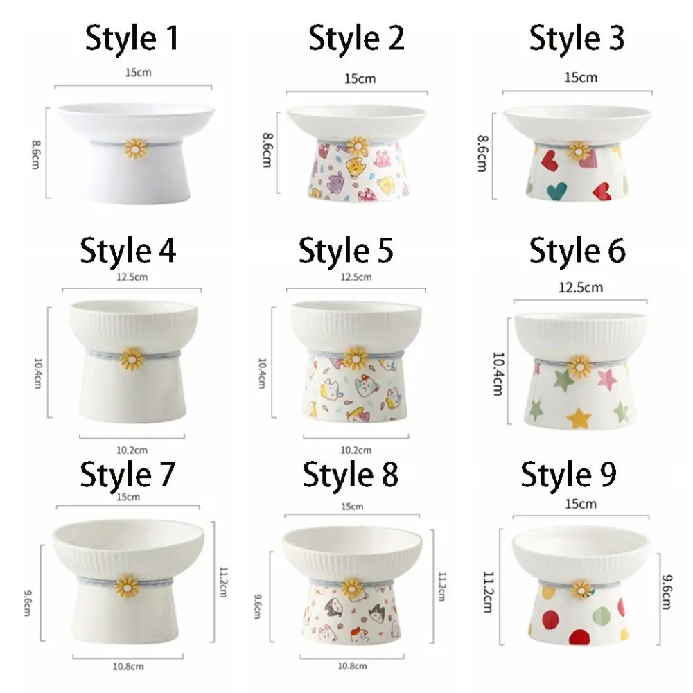 Ceramic Cat Bowl Cute Slanted Mouth Dog Food Feeding Basin Large Capacity Non-slip Pet Drinking Feeder Neck Protection