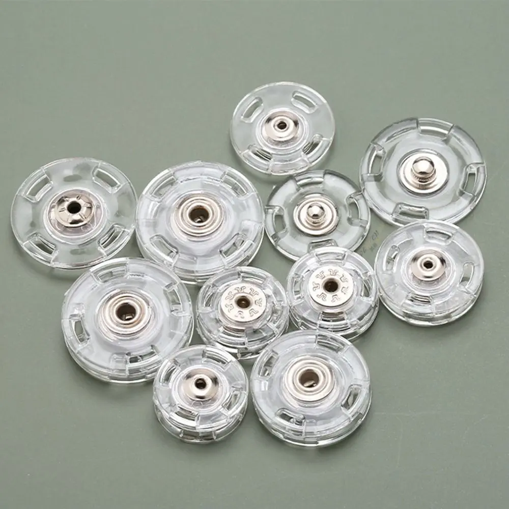 10 pcs DIY Plastic Invisible Snap Button Fastener Round Transparent Snap Button Concealed Transparent Sweater