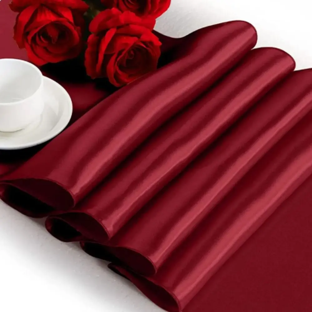 Luxury Solid Color Satin Table Runner Party Supply Smooth Table Cover 275CM Tablecloth Wedding
