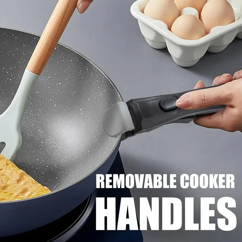 Cookware Anti-Scalding Removable Pot Handle Universal Portable Detachable Frying Pan Handle Ergonomic Pot Replacement Clip Bowl