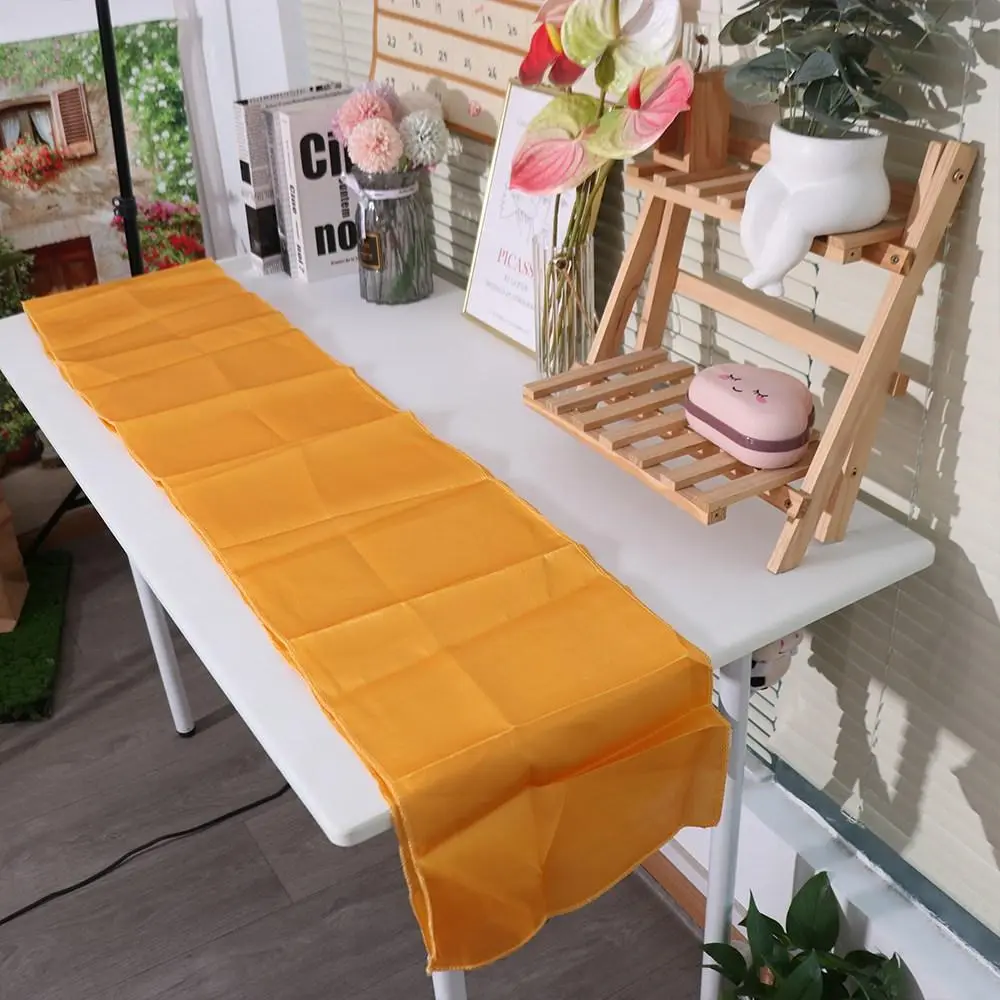 Luxury Solid Color Satin Table Runner Party Supply Smooth Table Cover 275CM Tablecloth Wedding