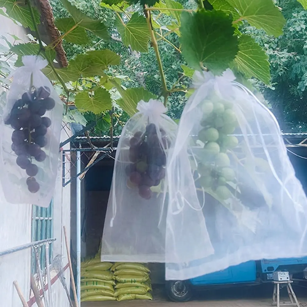 100pcs Mesh Grapes Fruit Grow Bags White Breathable Vegetable Plant Protection Bags Generic Plant Grow Bag