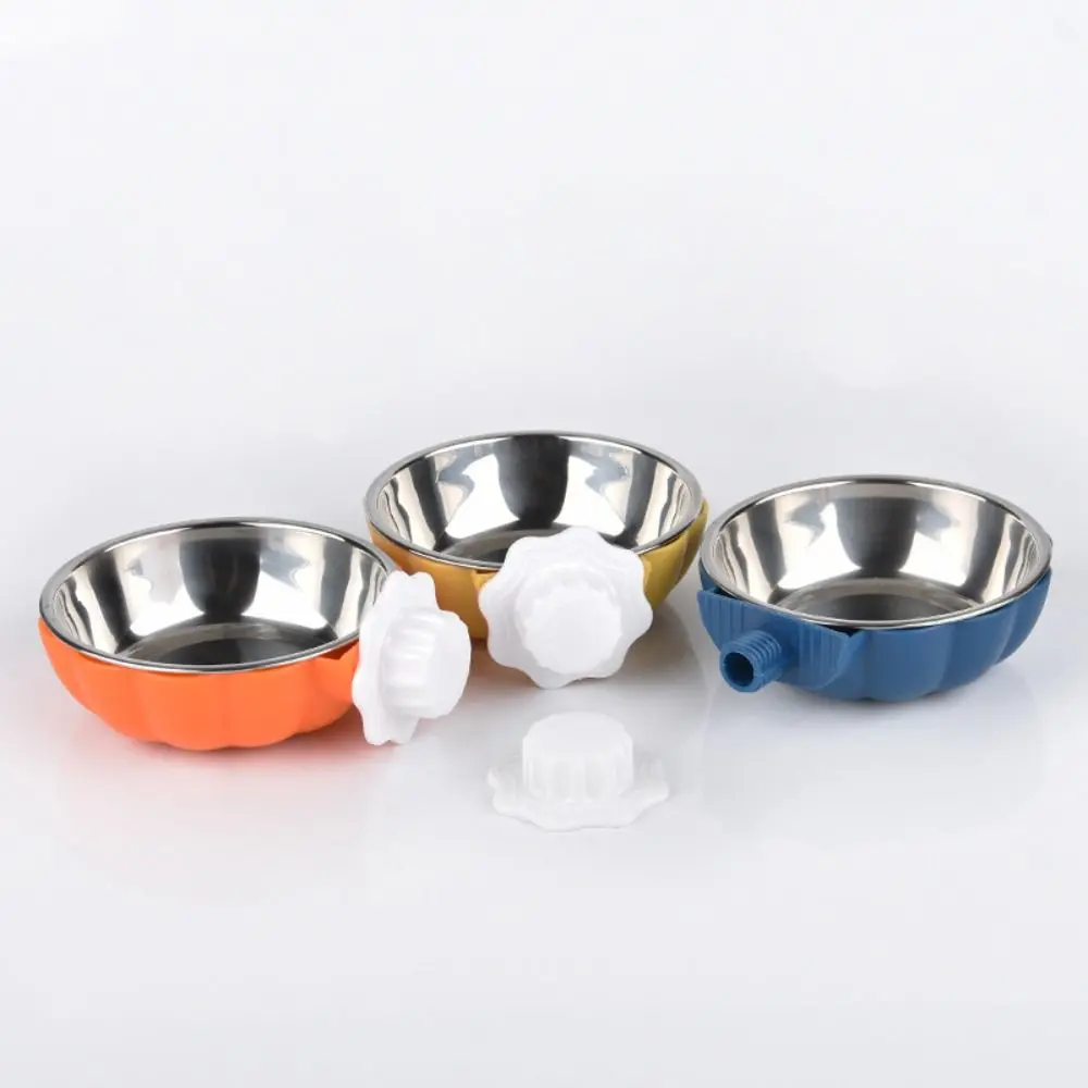 Stainless Steel Pet Cage Bowl Multi-use Hanging Design Pet Food Dispenser Bowls Double Portable Pet Feeding Bowl Water