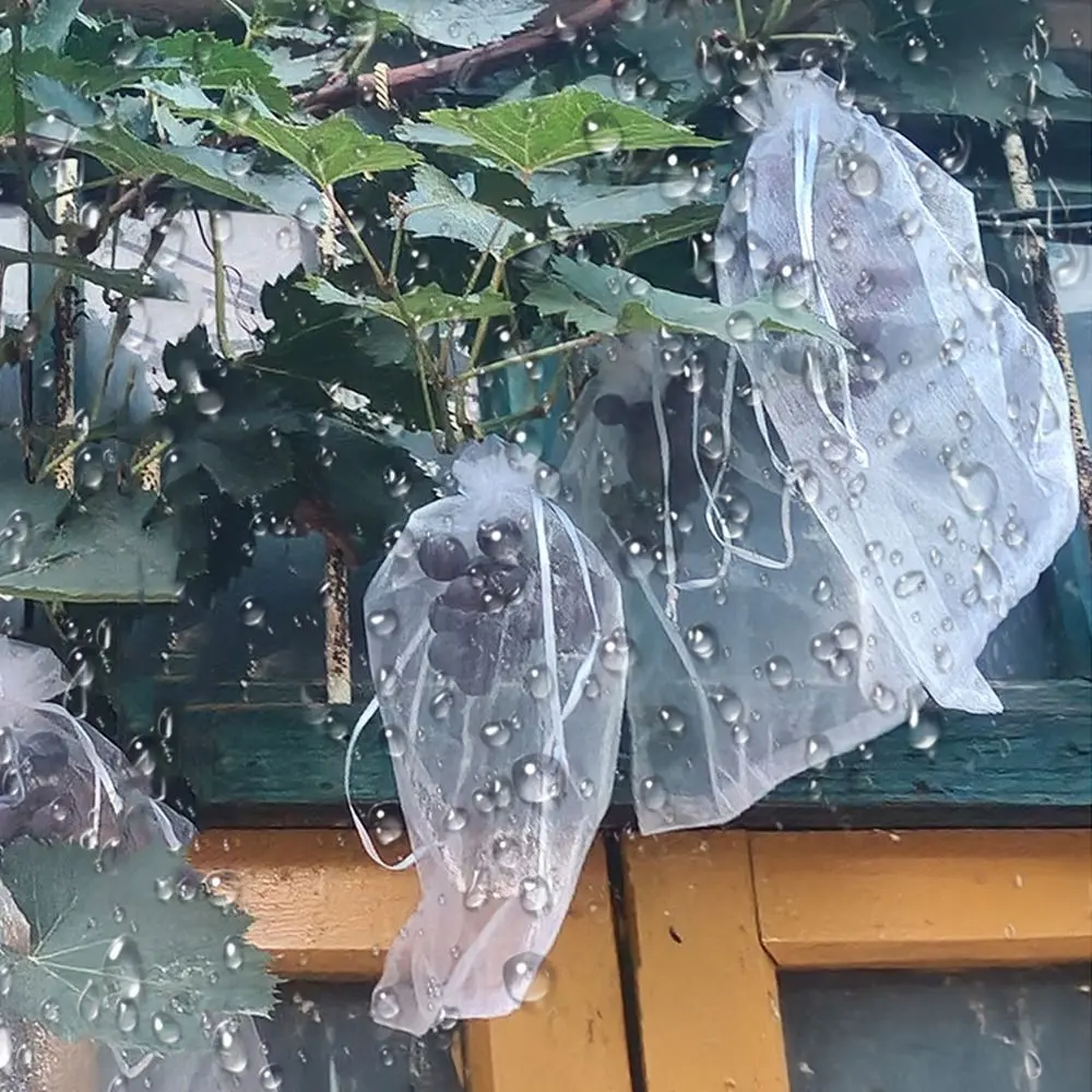 100pcs Mesh Grapes Fruit Grow Bags White Breathable Vegetable Plant Protection Bags Generic Plant Grow Bag