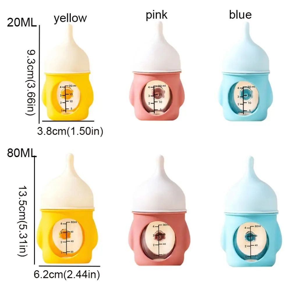 20/80ML Kitten Nipple Bottle Bite Resistance Silicone Puppy Milk Feeder Anti Choking with Scale Puppy Nursing Feeder for Feeding