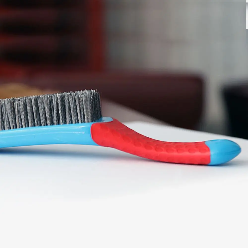 Rust Removal Silicone Handle Wire Brush Metal Professional Steel Brush Not Shed Kitchen