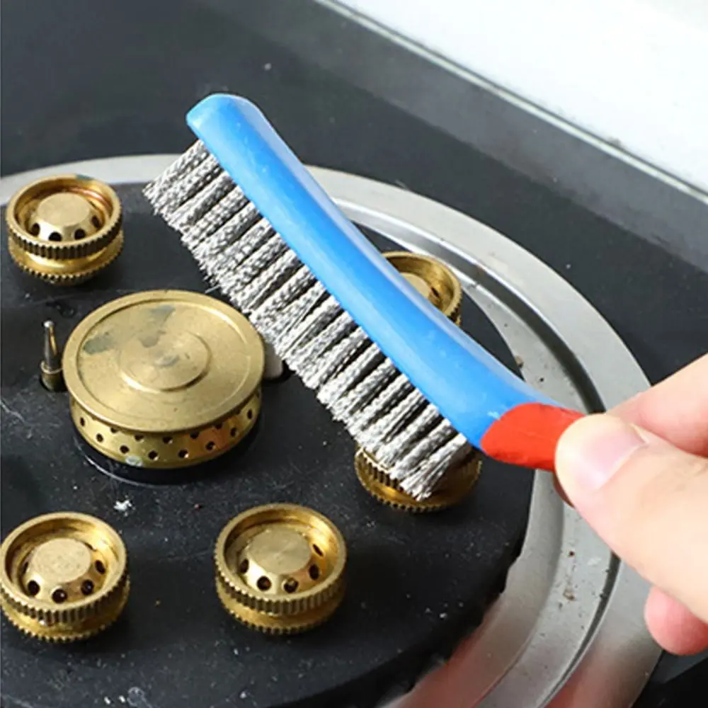 Rust Removal Silicone Handle Wire Brush Metal Professional Steel Brush Not Shed Kitchen
