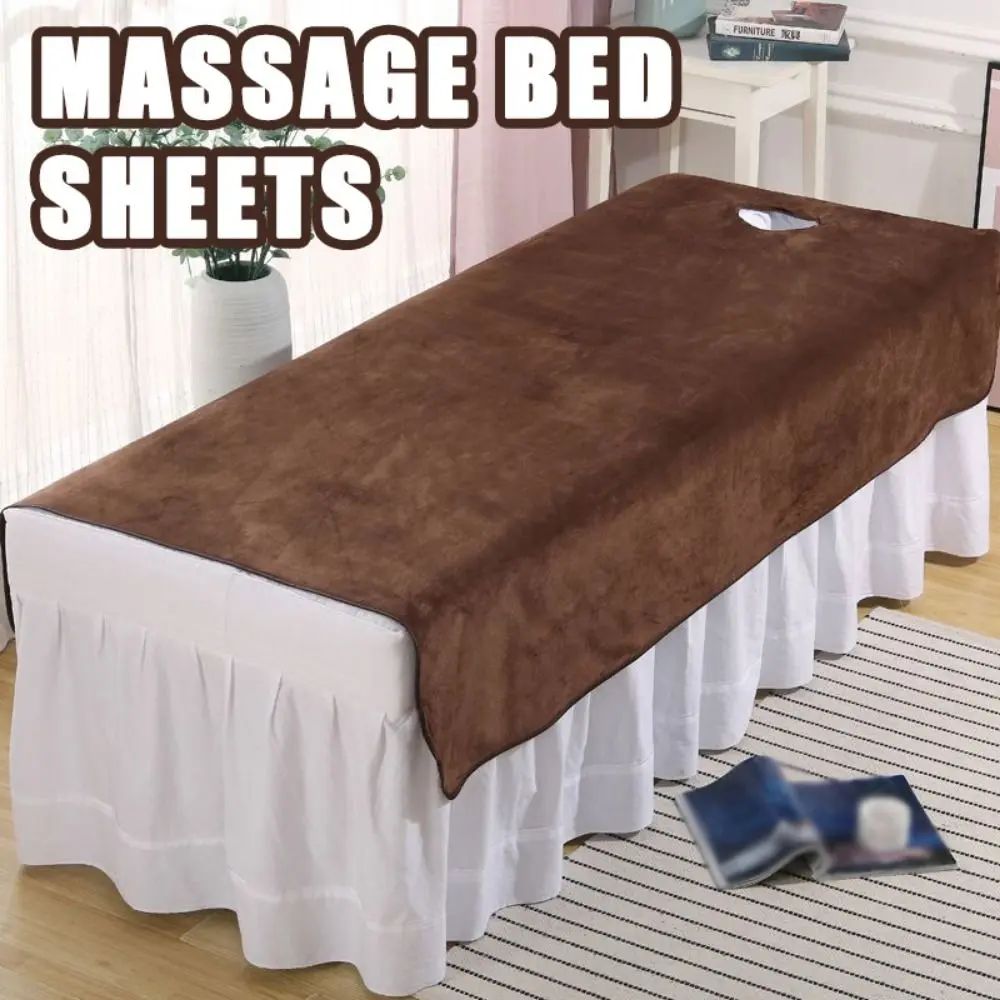 Comfortable SPA Bedspread Soft with Face Hole Massage Bed Sheets Solid Color Thickened Beauty Massage Table Cover