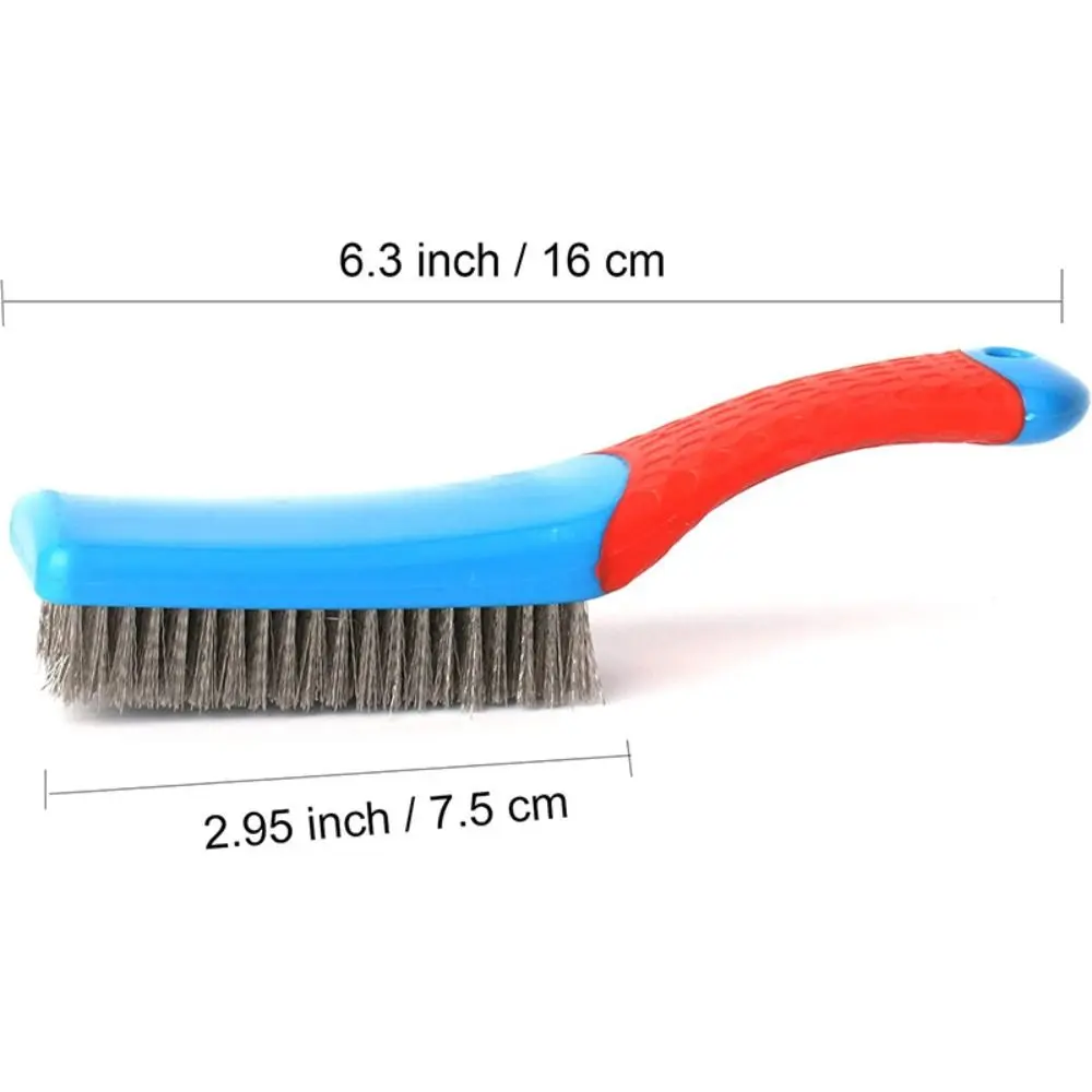 Rust Removal Silicone Handle Wire Brush Metal Professional Steel Brush Not Shed Kitchen