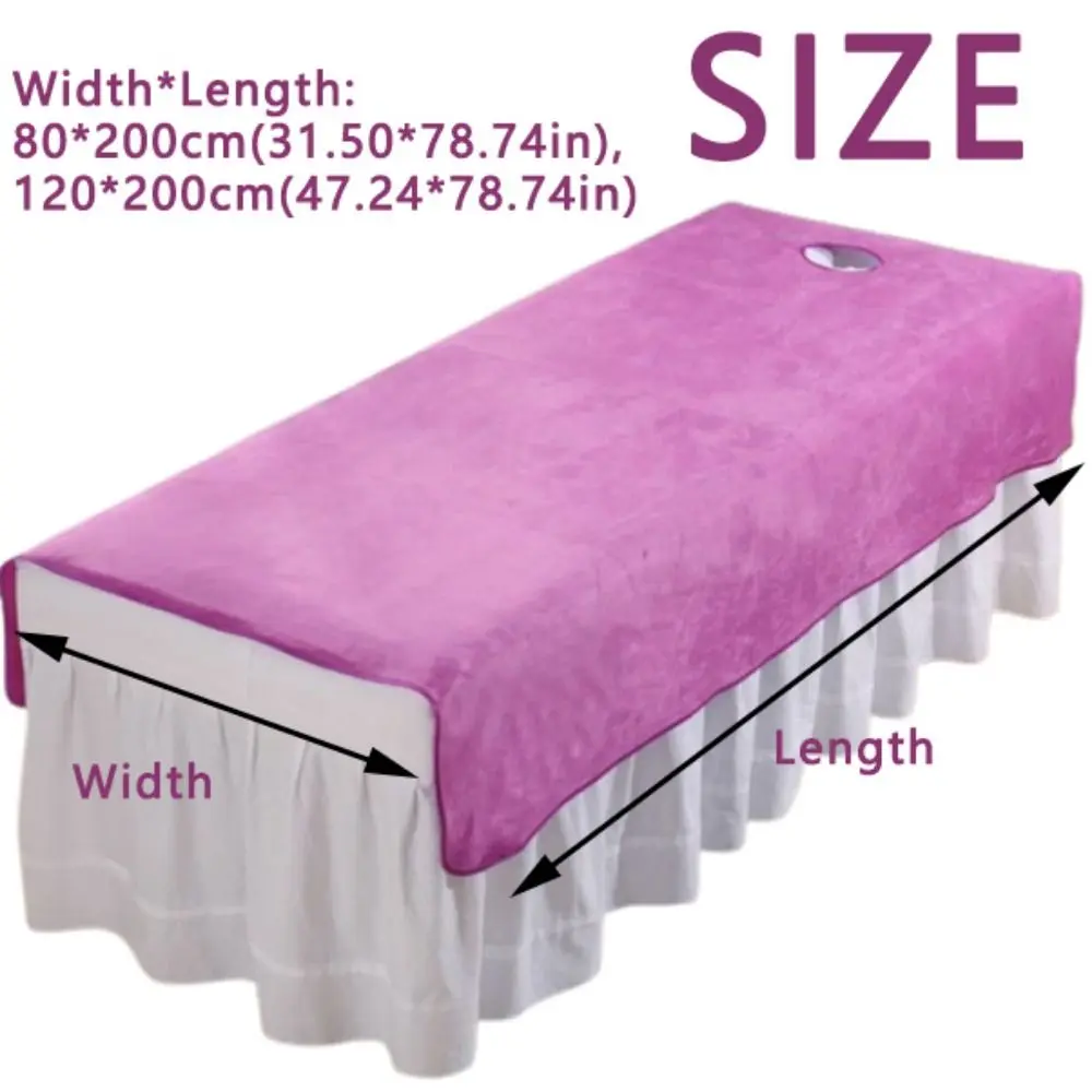 Comfortable SPA Bedspread Soft with Face Hole Massage Bed Sheets Solid Color Thickened Beauty Massage Table Cover
