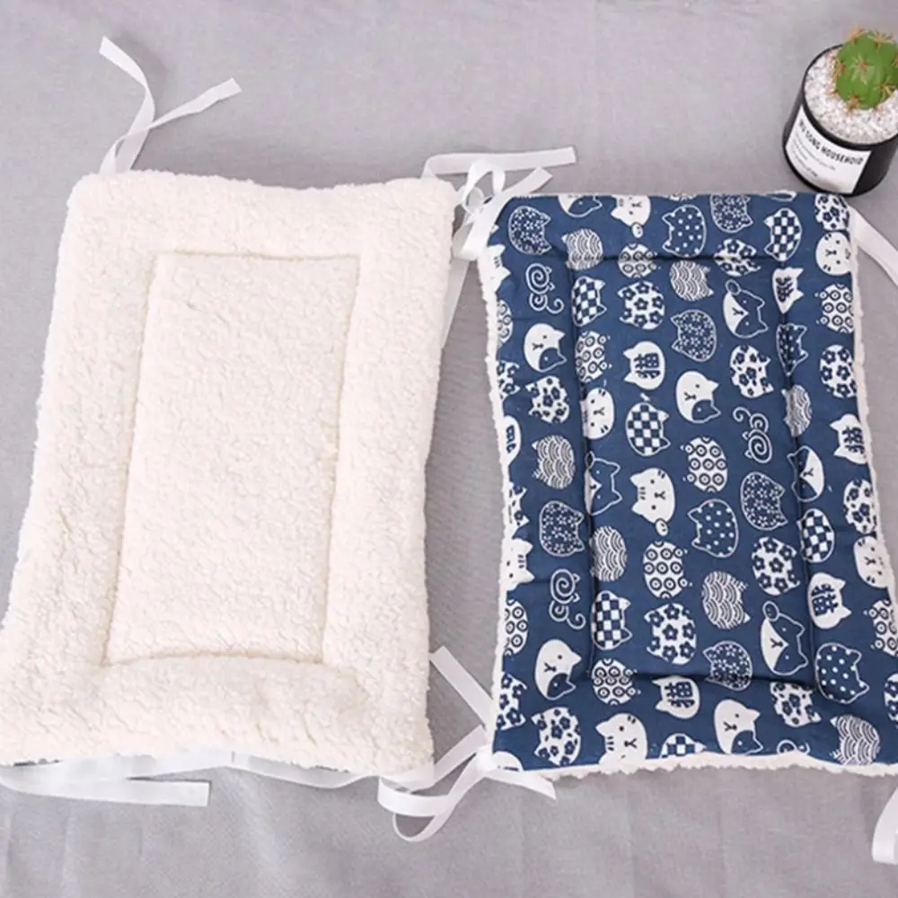 Double Sided Cat Cage Platform Mat Warm Canvas/PP Cotton Pet Hammock Blanket Comfortable Winter Cat Bed Mat Cat Cage Mattresses