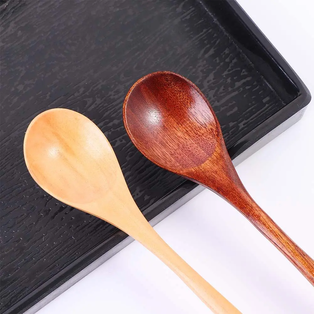 Durable Cooking Long Handle Flatware Kitchen Tableware Wooden Spoon Soup Spoon Coffee Spoon Spoons