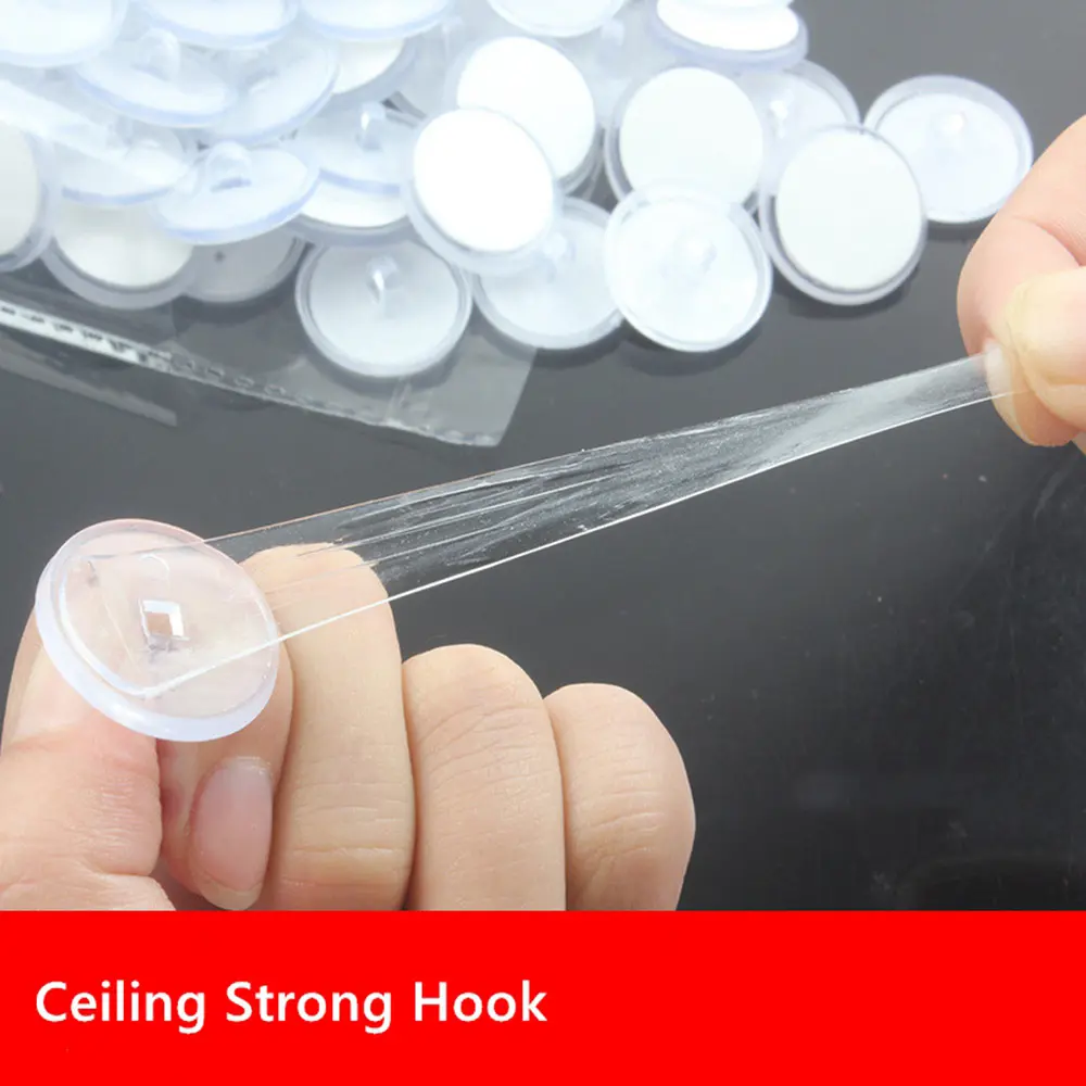 10/30/50Pcs Transparent Strong Hook Self Adhesive Hanging Home Organization Ceiling Flag Hooks Wall Storage