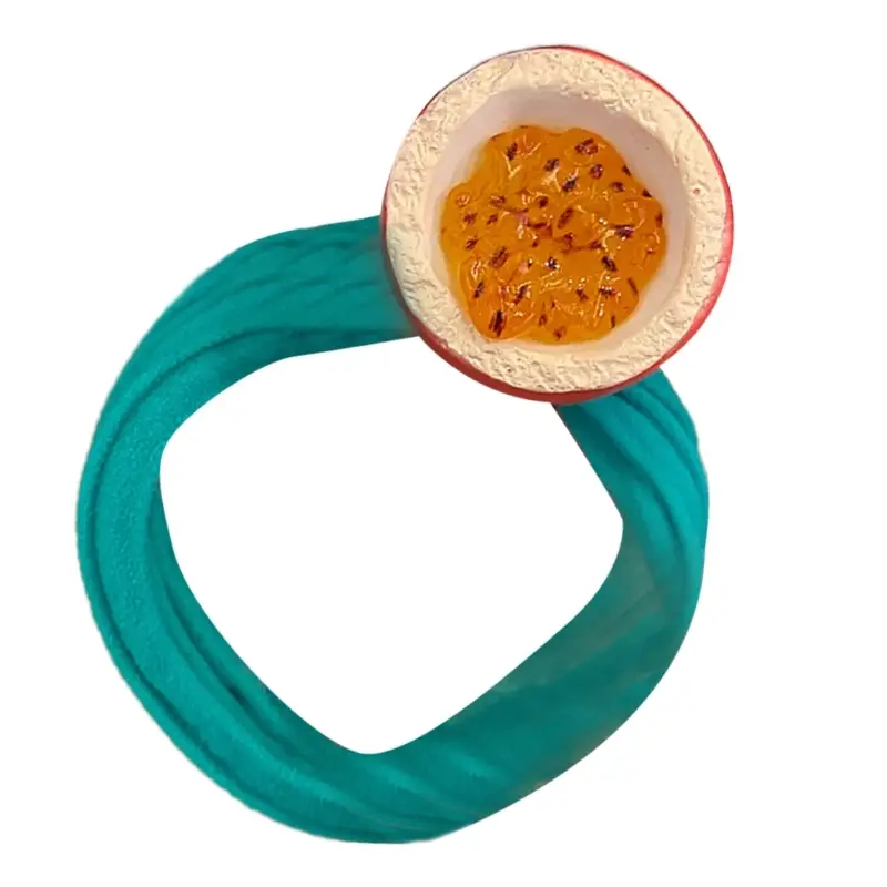 652F Resin Fruit Design Elastic Hair Scrunchies Soft Breathable Hair Tie Hair Styling Accessories For Women Girl Ponytail