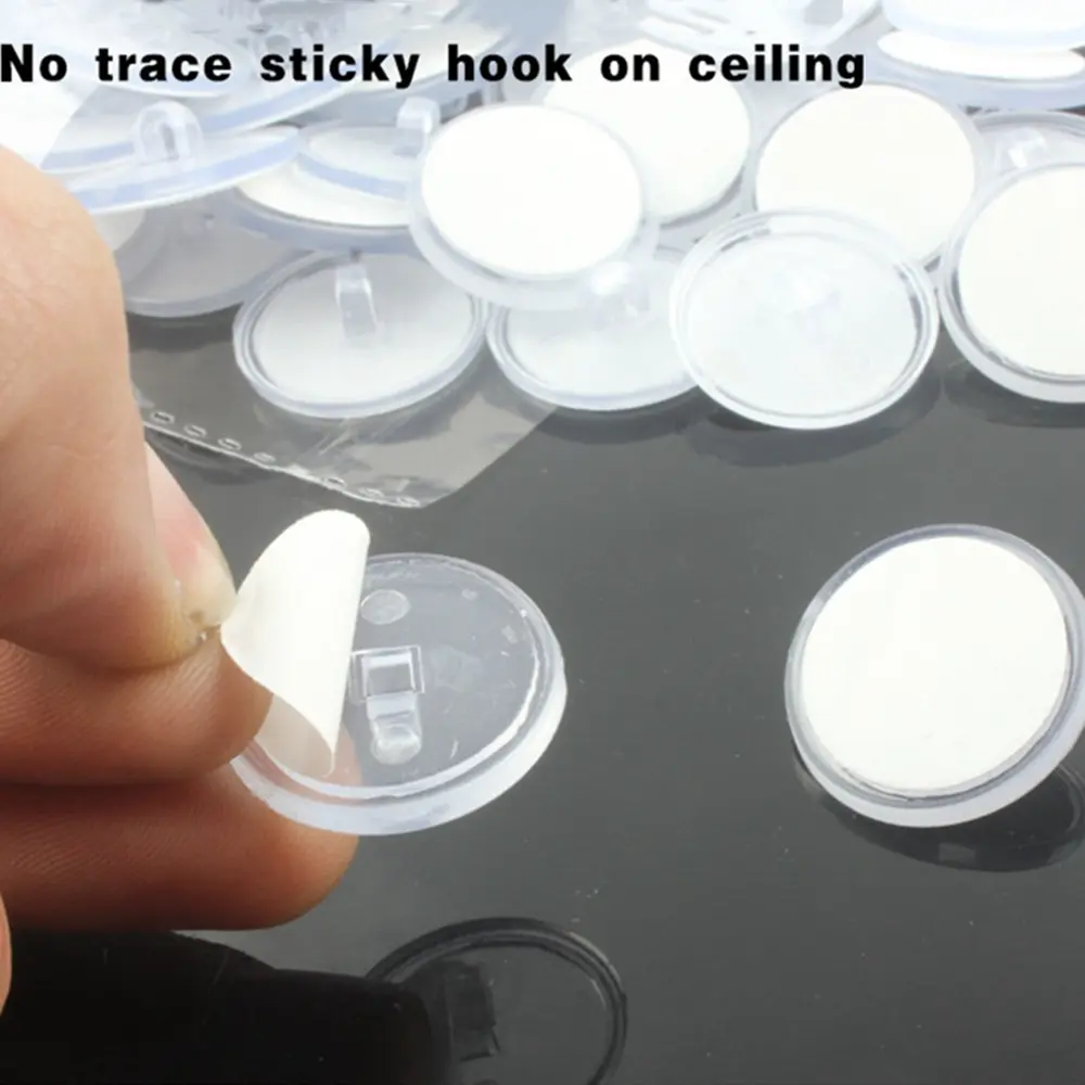 10/30/50Pcs Transparent Strong Hook Self Adhesive Hanging Home Organization Ceiling Flag Hooks Wall Storage