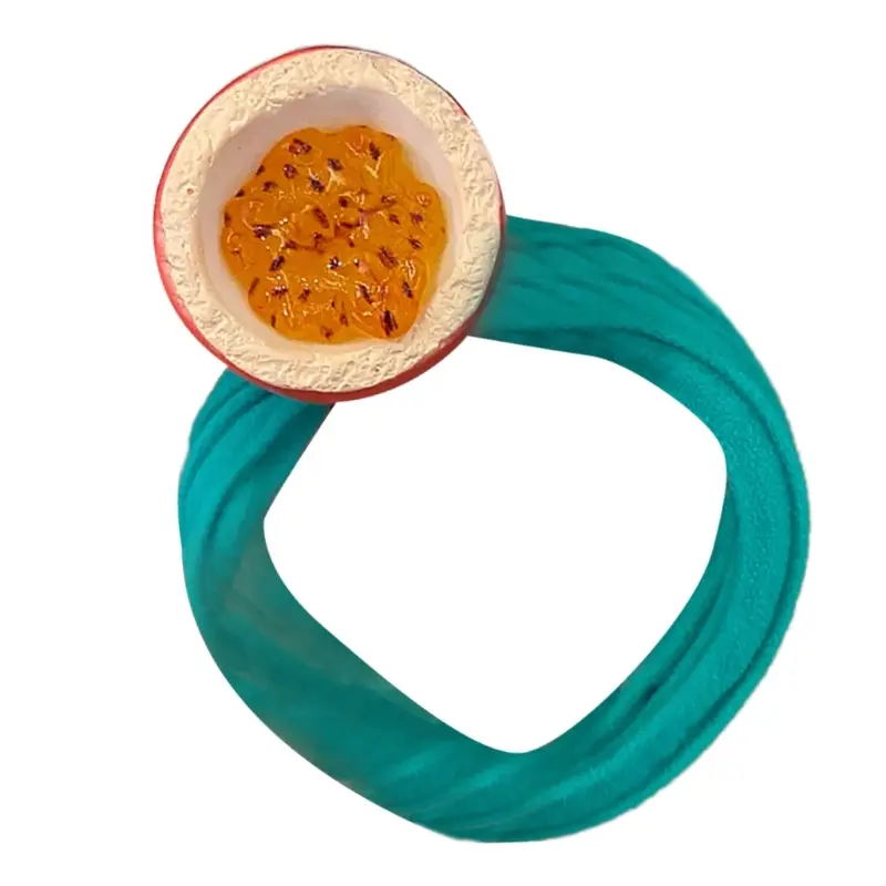 652F Resin Fruit Design Elastic Hair Scrunchies Soft Breathable Hair Tie Hair Styling Accessories For Women Girl Ponytail