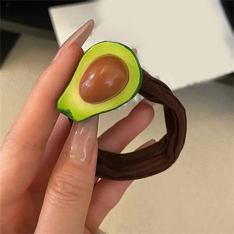 652F Resin Fruit Design Elastic Hair Scrunchies Soft Breathable Hair Tie Hair Styling Accessories For Women Girl Ponytail
