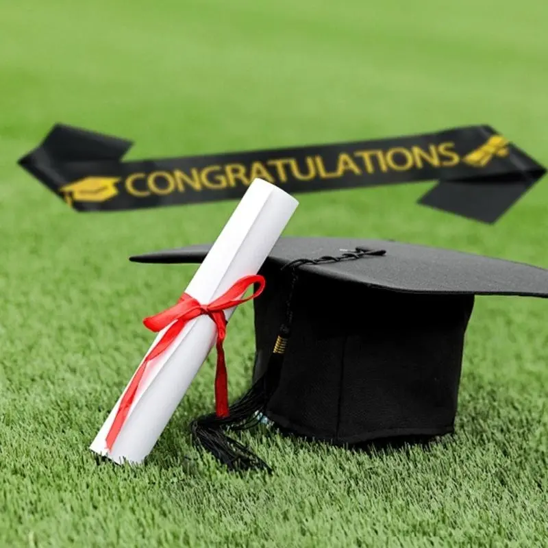 652F 2Pcs Adult Graduation Caps Graduation Sash Graduation Stoles Set 2025 for Highs School and Bachelors
