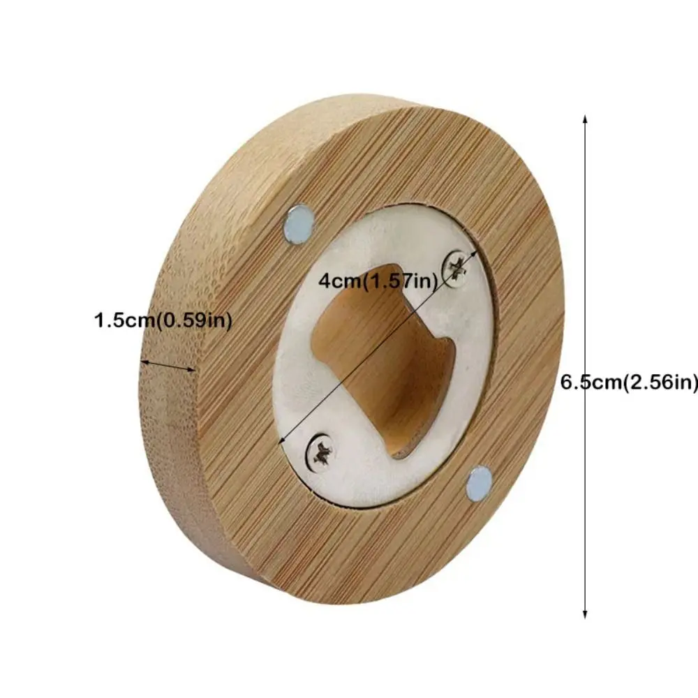 5pcs Bar Accessory Round Bamboo Blank Bottle Opener DIY Smooth-surfaced Beer Opener Magnetic Fridge Magnet Soda