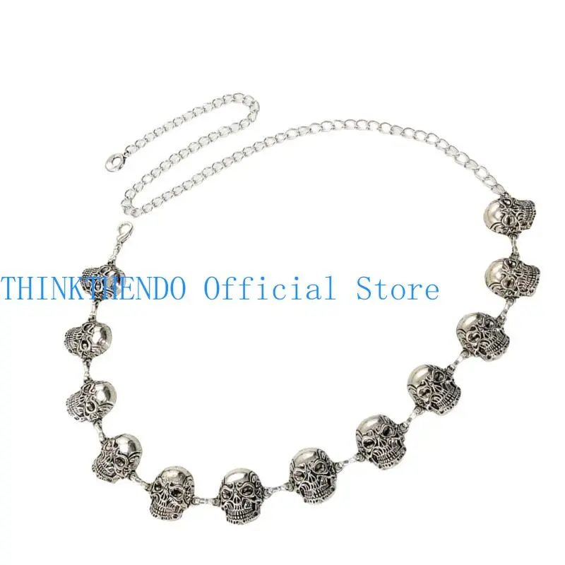 652F Carved Skull Waist Belt Belly Chain for Dress Chain Belt for Women Waist Chain Belt Belly Dance Accessories