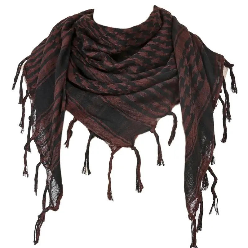 652F Desert Shemagh Scarf Soft Fringed Arab Headscarf Unisex Keffiyeh Bandana Unisex Headwrap Arabian Scarf Head Covering