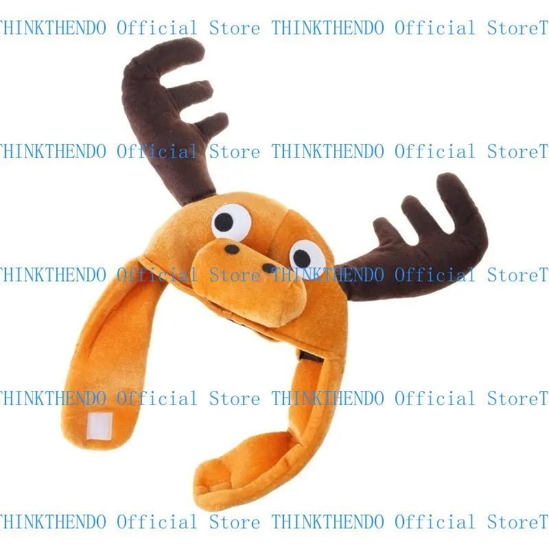 652F Soft Plush Moose Hat Lovely Animal Design Reindeer Hat Perfect for Children and Adults Winter Wear Festival Headpiece